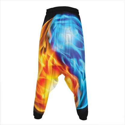 Red And Blue Fire Yin Yang Print Hammer Pants