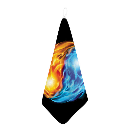 Red And Blue Fire Yin Yang Print Hand Towel