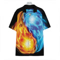 Red And Blue Fire Yin Yang Print Hawaiian Shirt