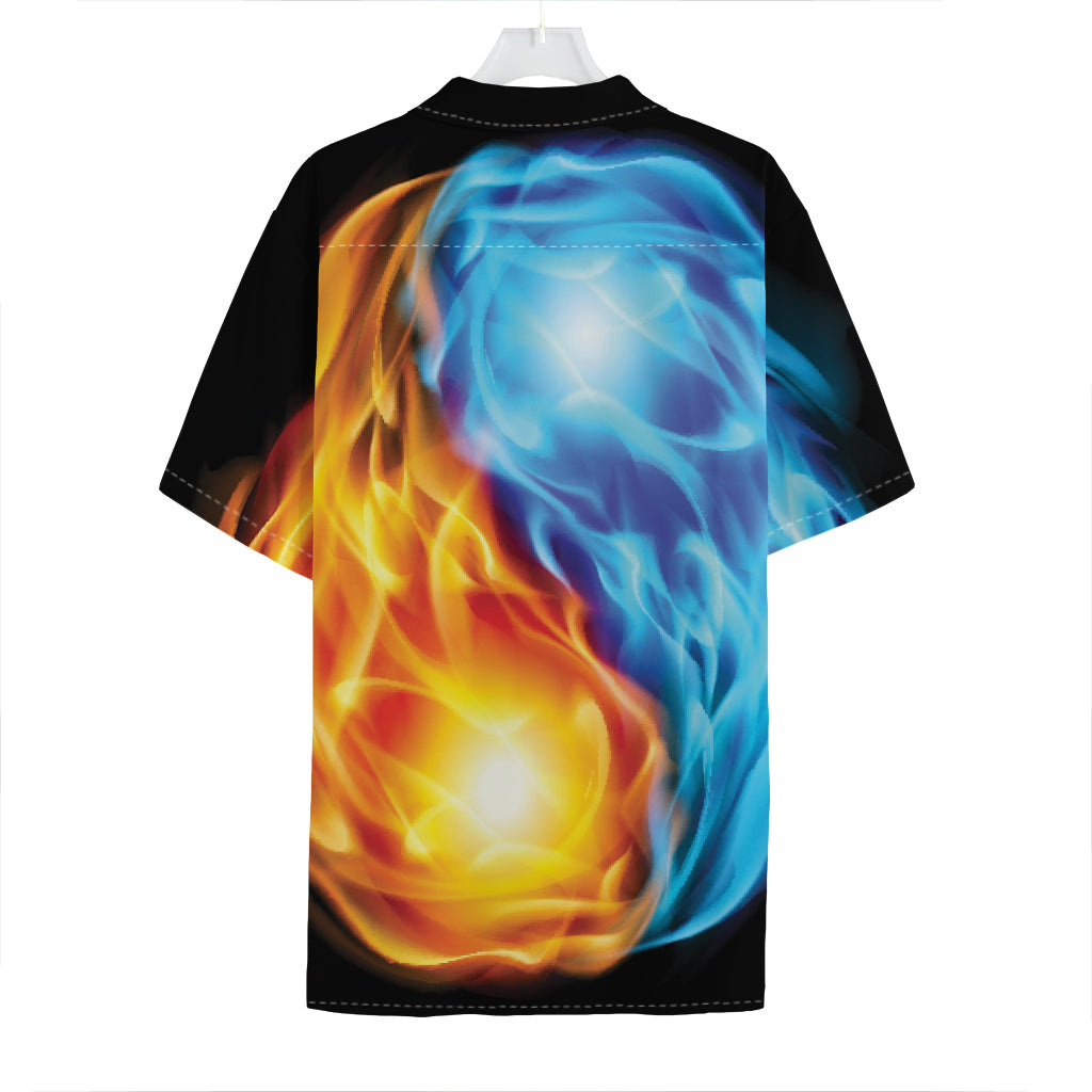 Red And Blue Fire Yin Yang Print Hawaiian Shirt