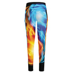 Red And Blue Fire Yin Yang Print High-Waisted Pocket Leggings