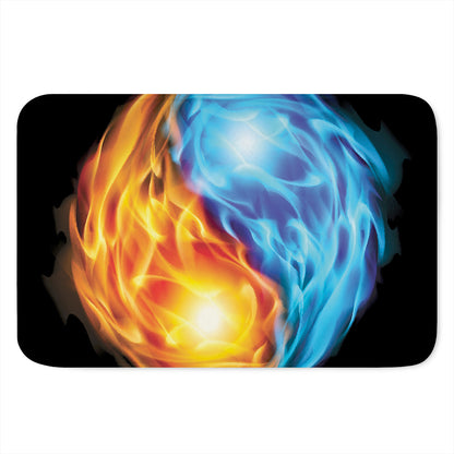 Red And Blue Fire Yin Yang Print Indoor Door Mat