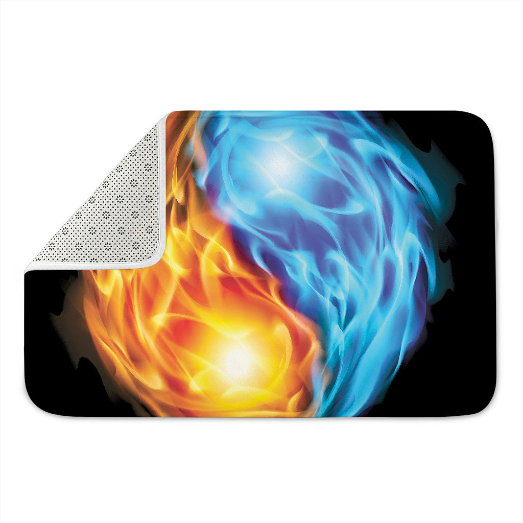 Red And Blue Fire Yin Yang Print Indoor Door Mat