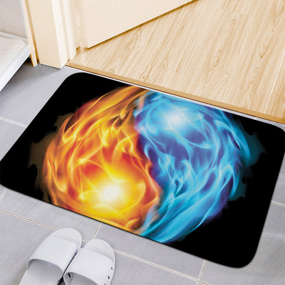 Red And Blue Fire Yin Yang Print Indoor Door Mat