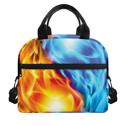 Red And Blue Fire Yin Yang Print Insulated Lunch Bag