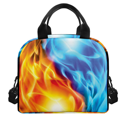 Red And Blue Fire Yin Yang Print Insulated Lunch Bag