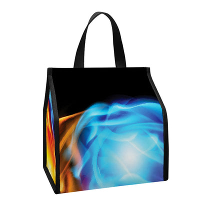 Red And Blue Fire Yin Yang Print Insulated Lunch Tote