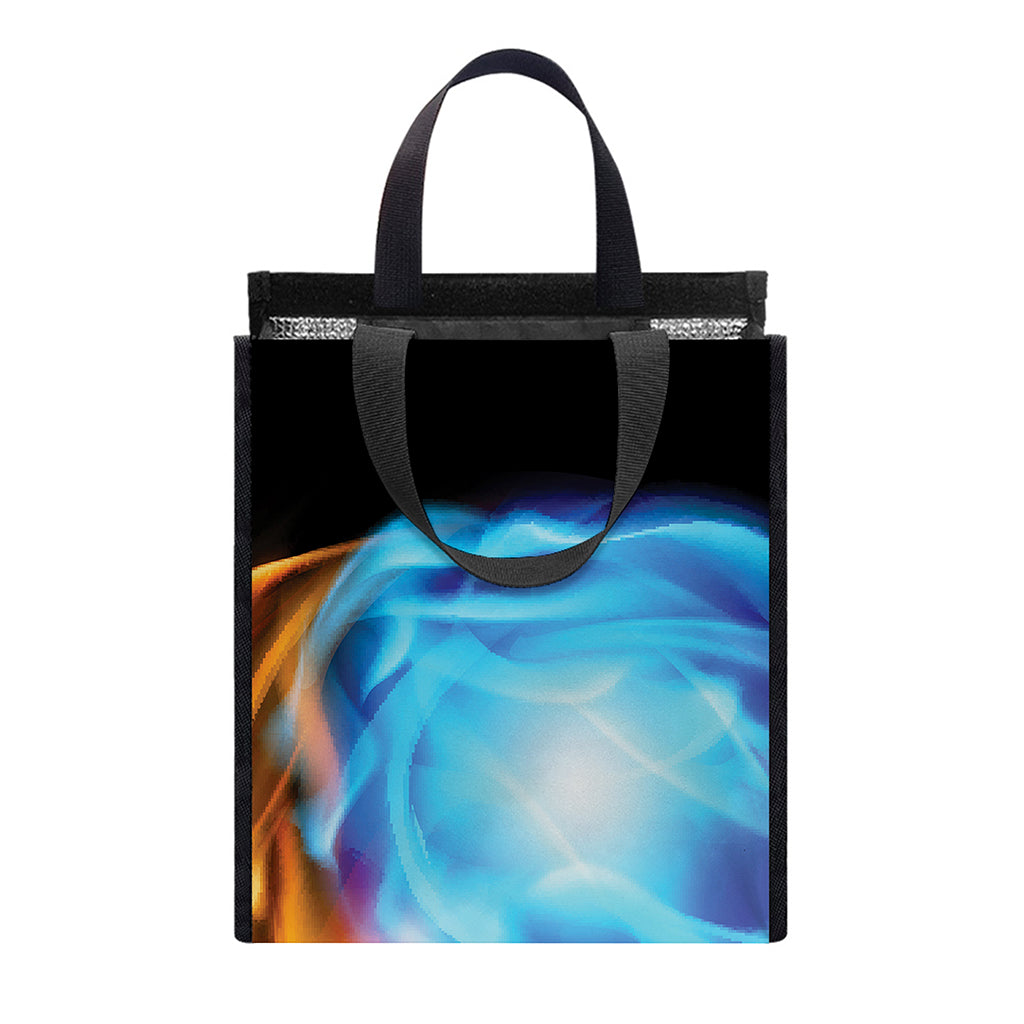 Red And Blue Fire Yin Yang Print Insulated Lunch Tote