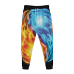 Red And Blue Fire Yin Yang Print Jogger Pants