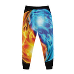 Red And Blue Fire Yin Yang Print Jogger Pants