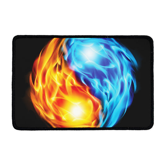 Red And Blue Fire Yin Yang Print Kitchen Mat
