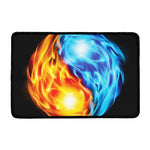 Red And Blue Fire Yin Yang Print Kitchen Mat