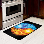 Red And Blue Fire Yin Yang Print Kitchen Mat