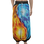 Red And Blue Fire Yin Yang Print Lantern Pants