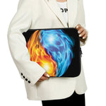 Red And Blue Fire Yin Yang Print Laptop Sleeve