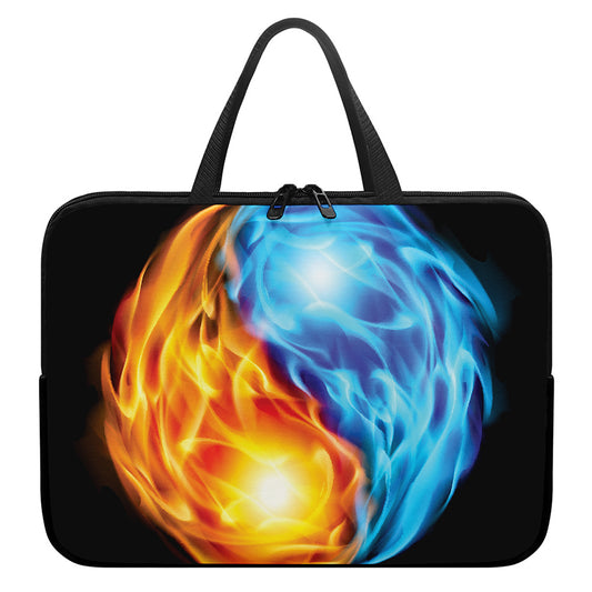 Red And Blue Fire Yin Yang Print Laptop Sleeve With Handle