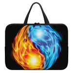 Red And Blue Fire Yin Yang Print Laptop Sleeve With Handle