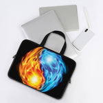 Red And Blue Fire Yin Yang Print Laptop Sleeve With Handle