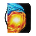 Red And Blue Fire Yin Yang Print Leather Bible Cover