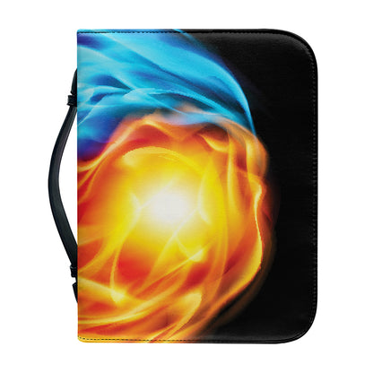Red And Blue Fire Yin Yang Print Leather Bible Cover
