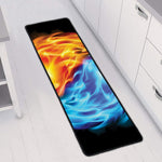 Red And Blue Fire Yin Yang Print Long Kitchen Mat