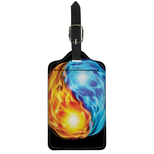 Red And Blue Fire Yin Yang Print Luggage Tag