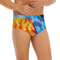 Red And Blue Fire Yin Yang Print Men's Briefs