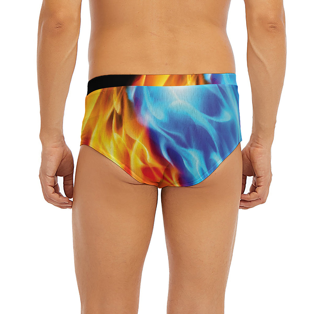 Red And Blue Fire Yin Yang Print Men's Briefs
