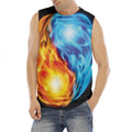 Red And Blue Fire Yin Yang Print Men's Fitness Tank Top