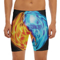 Red And Blue Fire Yin Yang Print Men's Long Boxer Briefs