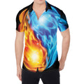 Red And Blue Fire Yin Yang Print Men's Shirt