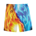 Red And Blue Fire Yin Yang Print Men's Sports Shorts