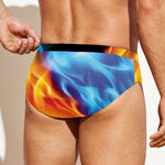 Red And Blue Fire Yin Yang Print Men's Swim Briefs