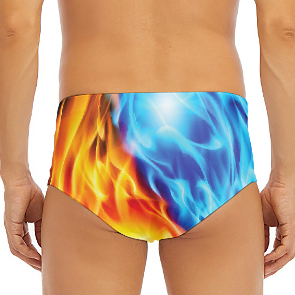 Red And Blue Fire Yin Yang Print Men's Triangle Swim Briefs