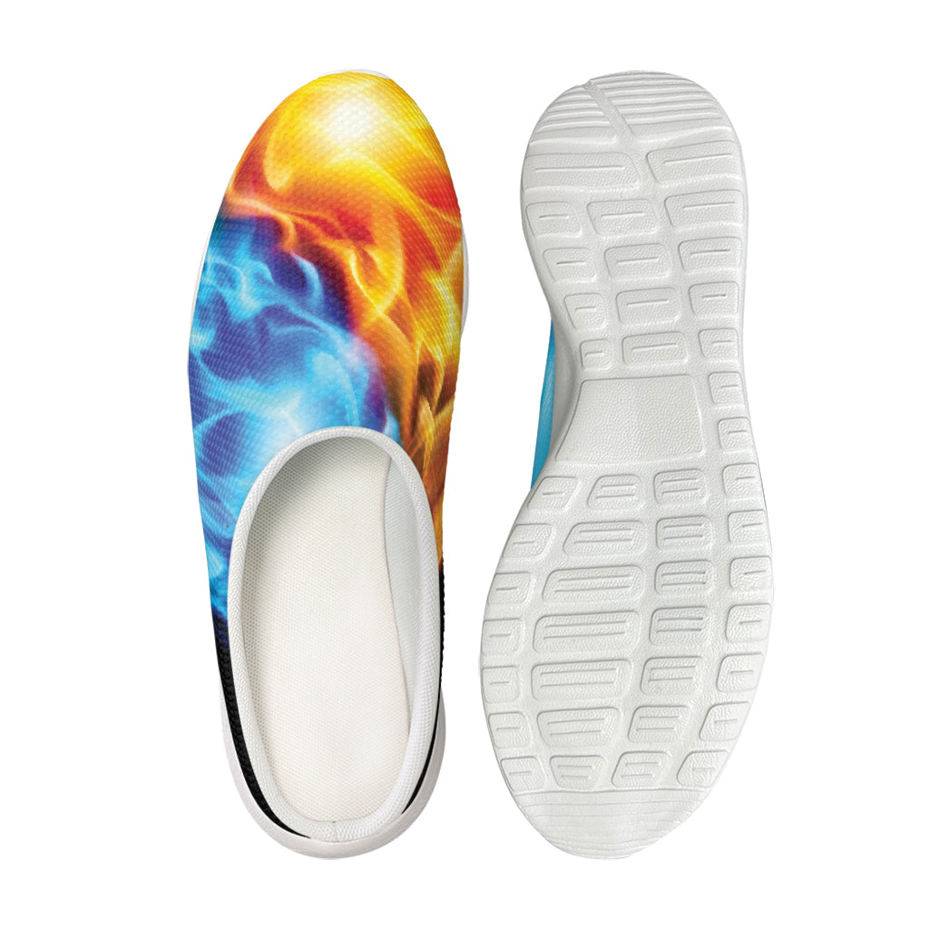 Red And Blue Fire Yin Yang Print Mesh Casual Shoes