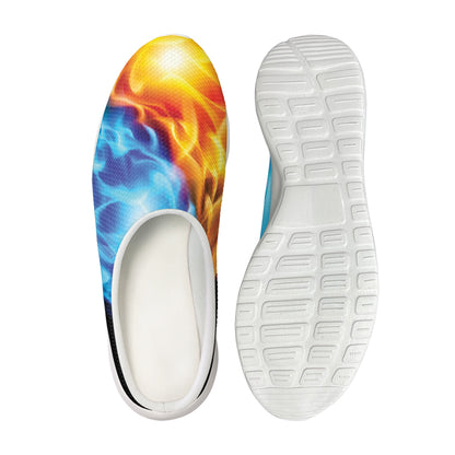 Red And Blue Fire Yin Yang Print Mesh Casual Shoes