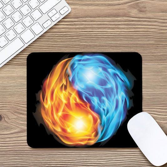 Red And Blue Fire Yin Yang Print Mouse Pad