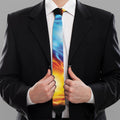 Red And Blue Fire Yin Yang Print Necktie