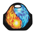 Red And Blue Fire Yin Yang Print Neoprene Lunch Bag