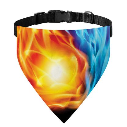 Red And Blue Fire Yin Yang Print Over The Collar Dog Bandana