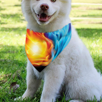 Red And Blue Fire Yin Yang Print Over The Collar Dog Bandana