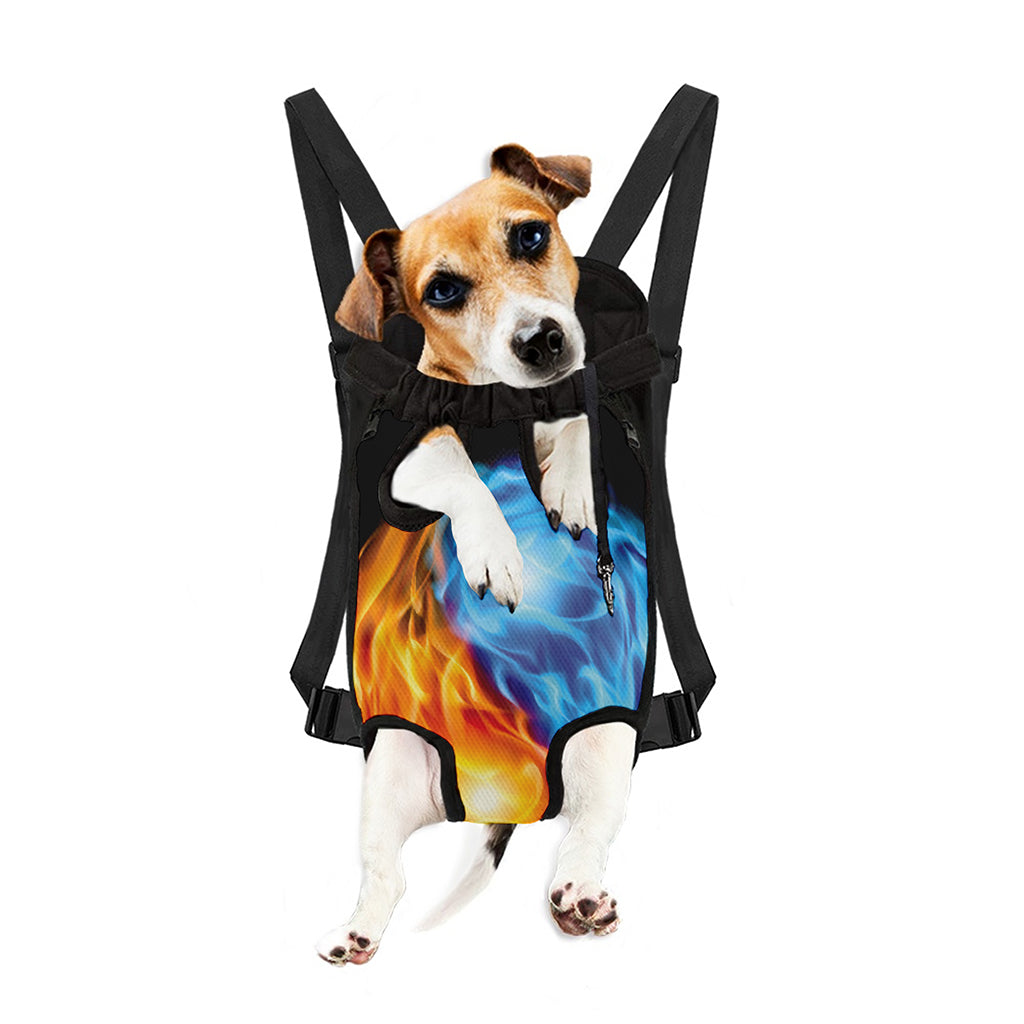 Red And Blue Fire Yin Yang Print Pet Carrier Backpack