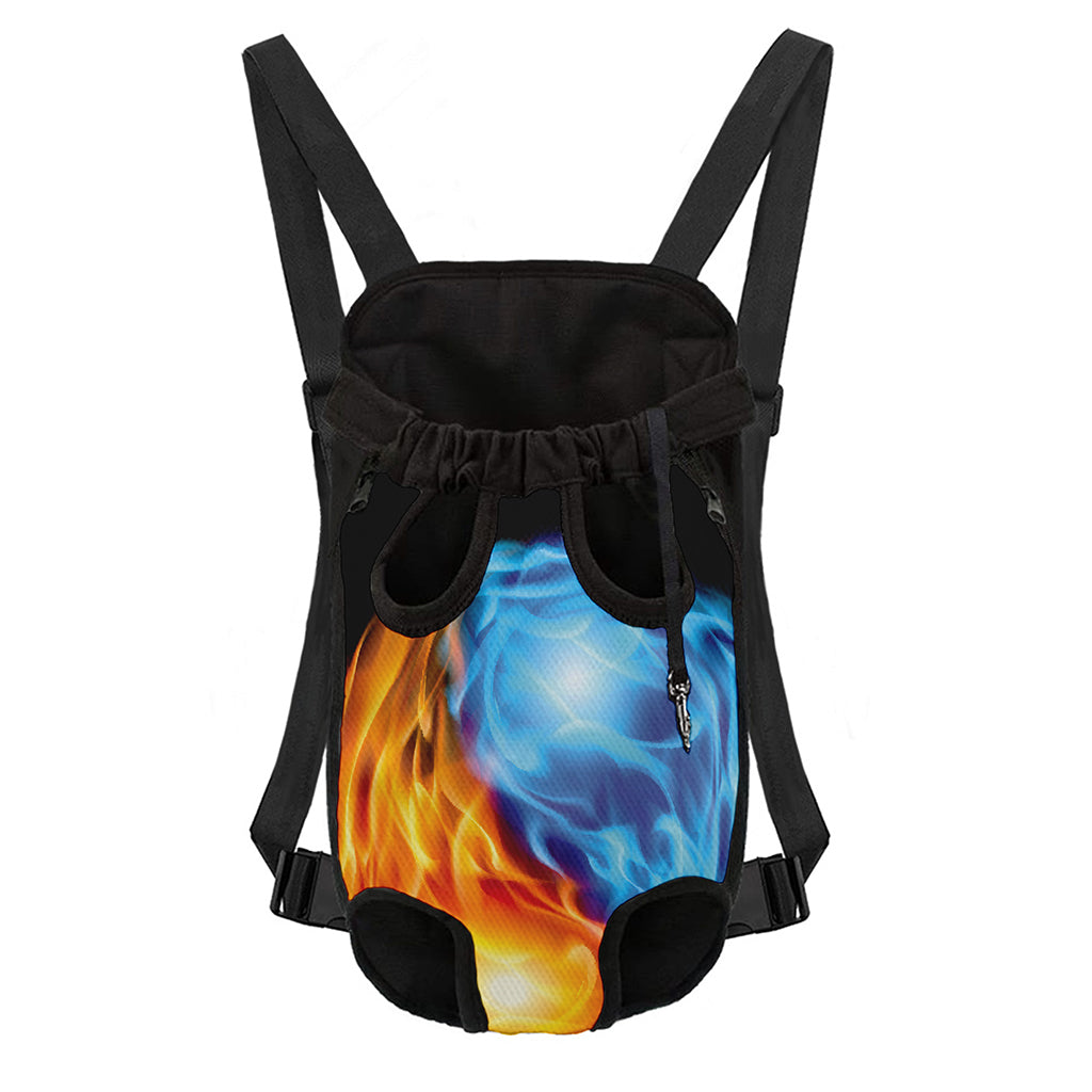 Red And Blue Fire Yin Yang Print Pet Carrier Backpack