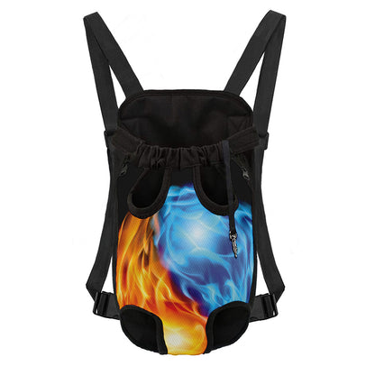 Red And Blue Fire Yin Yang Print Pet Carrier Backpack