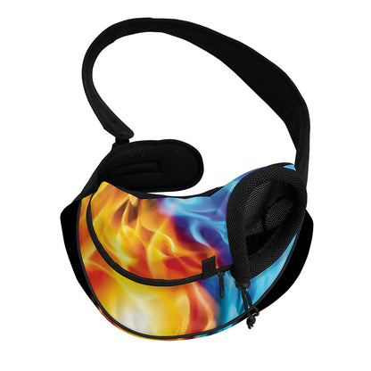 Red And Blue Fire Yin Yang Print Pet Sling Carrier