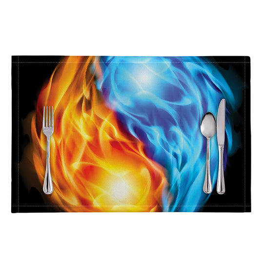 Red And Blue Fire Yin Yang Print Placemat