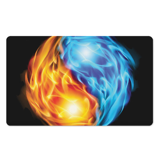 Red And Blue Fire Yin Yang Print Polyester Doormat