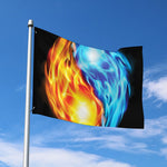 Red And Blue Fire Yin Yang Print Polyester Flag