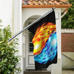Red And Blue Fire Yin Yang Print Polyester Flag