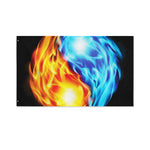 Red And Blue Fire Yin Yang Print Polyester Flag